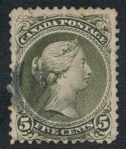 CANADA 26 USED FINE, 5c OLIVE GREEN