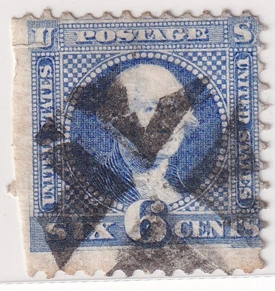 USA STAMPS - 1869 - George Washington 6c_ Cancel Study: Fancy crossroad_DAMAGED