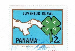 PANAMA SCOTT#536 1971 MAP OF PANAMA AND RURAL YOUTH 4-S PROGRAM - USED