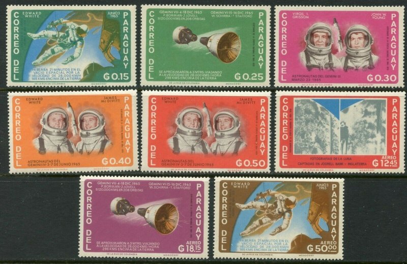 PARAGUAY Sc#911-918 1966 US Space Exploration Complete OG Mint LH