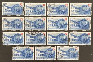 Switzerland 1948 #b177, Wholesale lot of 15, Used, CV $84