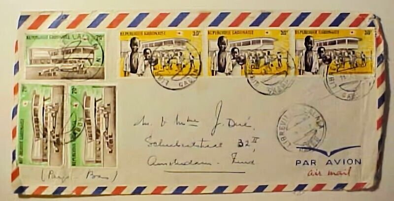 GABON 10 OR  ORE STAMPS ON 1949 COVER TO AMSTERDAM