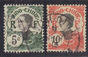 INDO-CHINA SCOTT# 44-45 USED 5c, 10c 1907 ANNAMITE GIRL