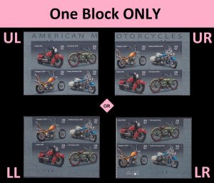 US 4085-4088 4088a American Motorcycles 39c plate block (4 stamps) MNH 2006