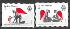 San Marino 2021, 50 years Doctors without borders 2v, MNH