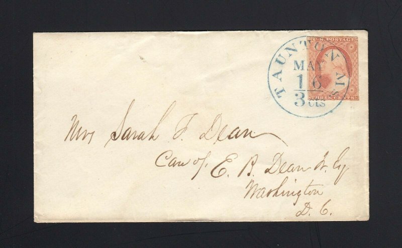 MASSACHUSETTS: Taunton, MA 1850's #11 XF BLUE 3cts Integral Rate CDS  