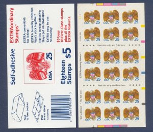 USA - Scott 2431a - MNH $5 booklet - 25 cent Eagle & Shield - 1989