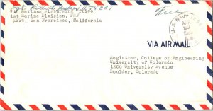 United States Korean War Soldier's Free Mail 1953 U.S. Navy 12867, Unit 8 7th...