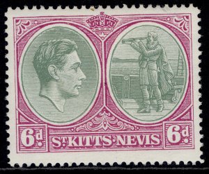 ST KITTS-NEVIS GVI SG74b, 6d green & deep claret, M MINT. Cat £55.