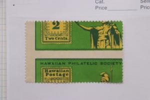 Hawaiian Philatelic society Stamp club 2c ad label EFO perf error misperf DM