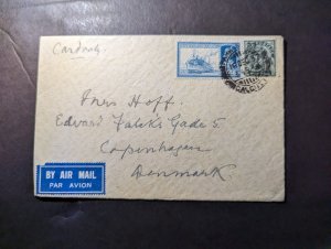 1937 British India Airmail Cover Calcutta to Copenhagen Denmark