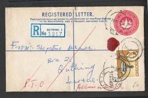 Lesotho 1967 10c Registered Letter uprated 2½c QUTHING 1 - MASERIA, addresse...