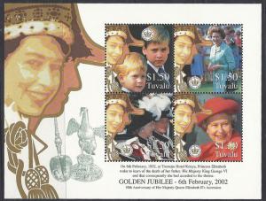 Tuvalu.  MNH. 50th Anniversary of reign of QEII. Sheet of...