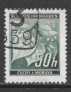 Czechoslovakia Bohemia and Moravia 26: 50h Linden Leaves and bud, used, VF