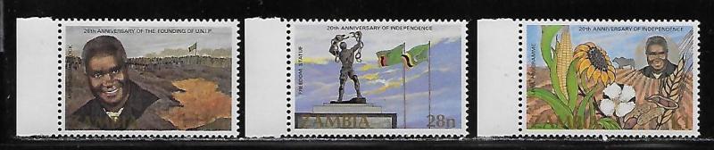 Zambia 312-14 20th Independence set MNH