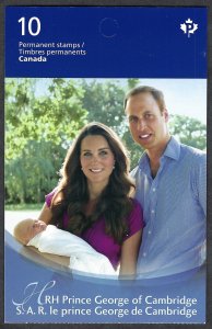 Canada #2686a P HRH Prince George of Cambridge (2013). Booklet of 10. MNH