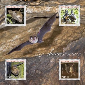 Niger 2014 Bats of Africa on Stamps  4 Stamp Sheet 14A-508