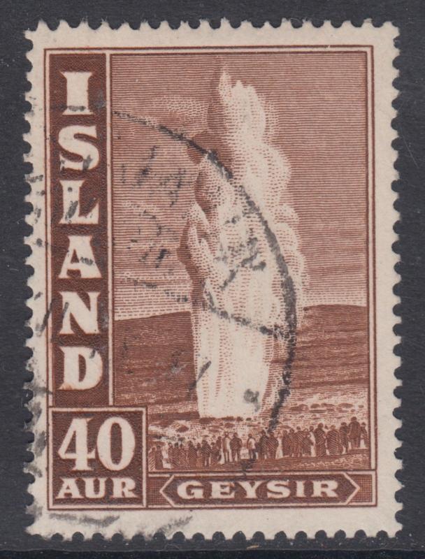 Iceland Sc 206 used 1939 40a dark brown Geyser F-VF