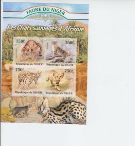 2013 Niger Endangered Wild Cats MS4 (Scott NA) MNH