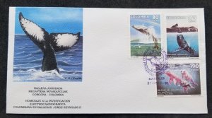 *FREE SHIP Colombia Marine Life Whale & Dolphin 1991 Mammals (FDC)