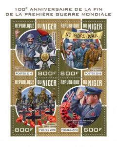 NIGER - 2018 - End of World War One - Perf 4v Sheet - M N H