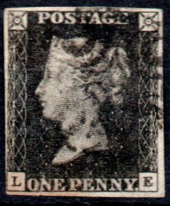 Penny Black (LE) Four Margins Fine Used