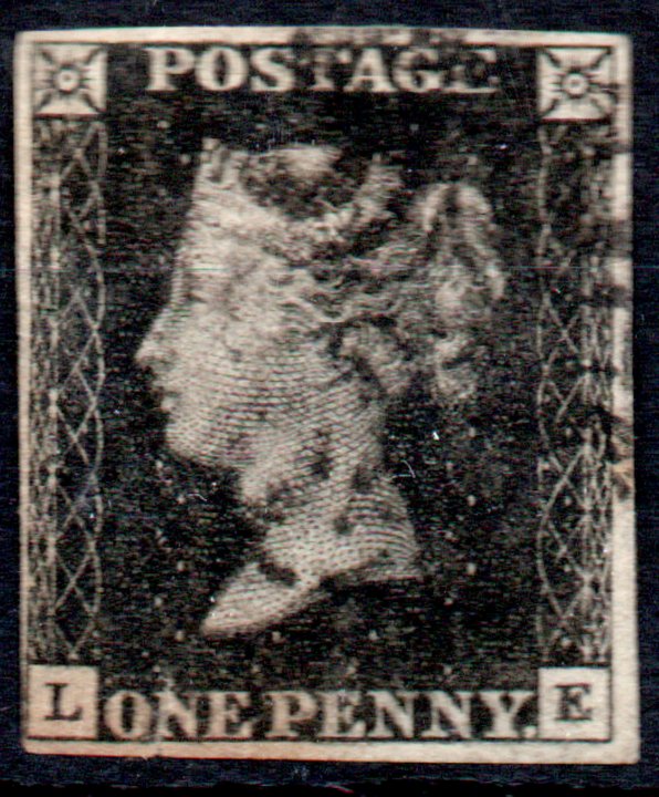 Penny Black (LE) Four Margins Fine Used