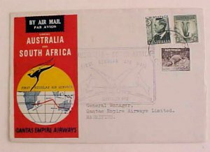 COCOS ISLAND FLIGHT COVER 1947 B/S MAURITIUS