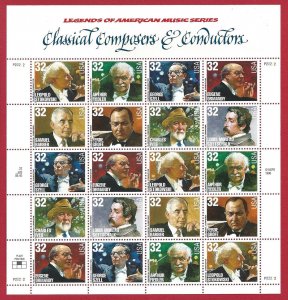 1997 United States, n . 3005/3012, American Legends of Music, Minisheet MNH **