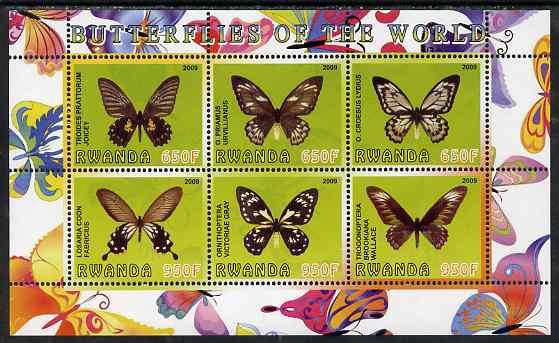 Rwanda 2009 Butterflies perf sheetlet containing 6 values...