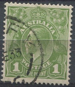 Australia Sc#23 Used, 1p grn ( Die I ), King George V Issue (1924)