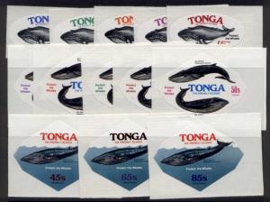 Tonga 407-11, C224-8, CO126-8 MNH Whales