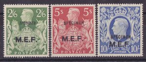 BRITISH OCCUP OF ITALIAN COLS 1943 M.E.F. on KGVI 2/6 TO 10/- SPECIMEN MNH ** 