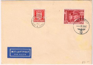 Germany,Sc.#B189 + Jersey stamp used on cover, Adolf Hitler, Benito Mussolini