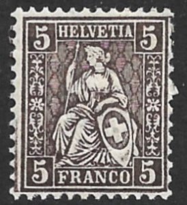 SWITZERLAND 1862-64 5c Gray Brown Helvetia Sc 43b MH