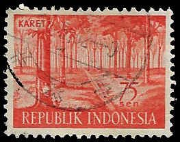 Indonesia #500 Used H; 75s Rubber Plantation (1960)