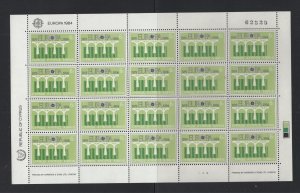 Cyprus #625-26  (1984 Europa set) VFMNH sheets of 20 CV $26.00