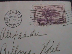 ​UNITED STATES,1935 COMMERCIAL COVER-87 YEARS OLD FANCY CANCELLED-USED VF