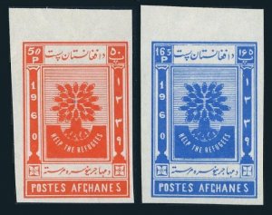 Afghanistan 470-471 imperf, MNH. Michel 488B-489B. World Refugee Year 1960. Oak.