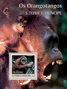 SAO TOME E PRINCIPE 2004 SHEET ORANGUTANS MONKEYS PRIMATES WILDLIFE st4214