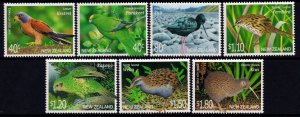 New Zealand 2000 Endangered Birds Complete Mint MNH Set SC 1688-1694