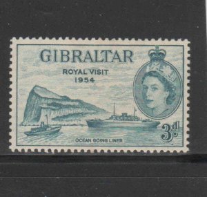 GIBRALTAR #146  1954  QEII ROYAL VISIT    MINT  VF NH  O.G