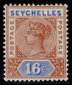 SEYCHELLES QV SG14, 16c chestnut & ultramarine, M MINT. Cat £48.