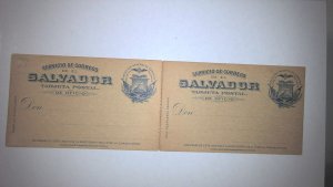 1896 EL SALVADOR POSTAL REPLY CARD MINT ENTIRE