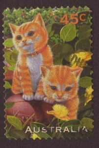 Australia 1996 Sc#1565, SG#1652 45c Kittens, Pets, Animals USED-VF-NH.