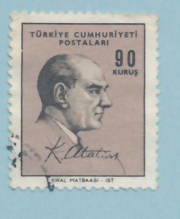 Turkey 1966 Scott 1727 used - 90k, Kemal Ataturk 