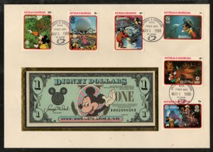 Antigua 1988 Uncirculated Disney Dollar $1 in Presentation Cover WS36803(L)