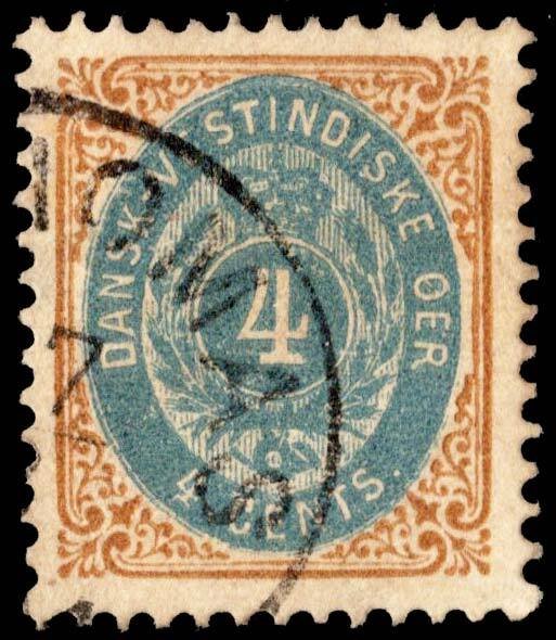 Danish West Indies Scott 7 Used with rounded corners.