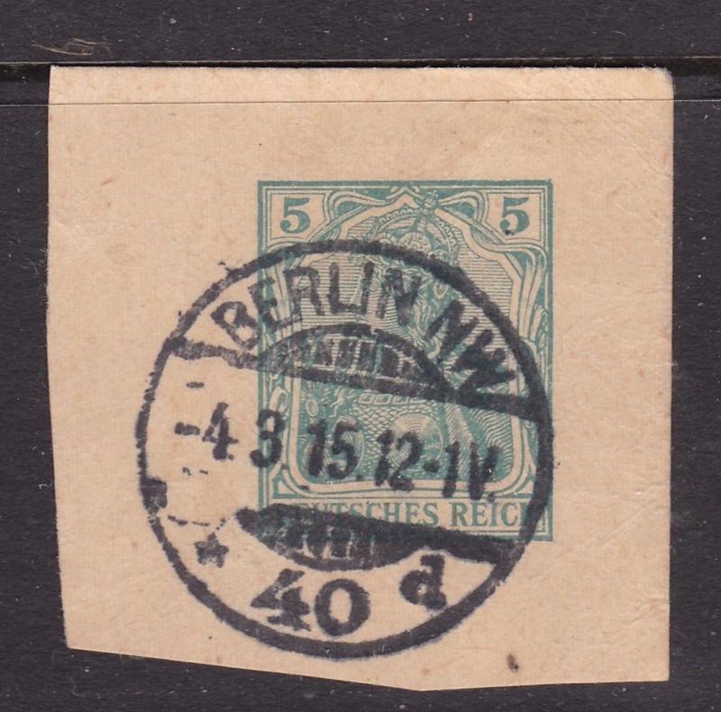 Germany 1912 postal stationary Cutout Berlin NW CDS VFU VFG 