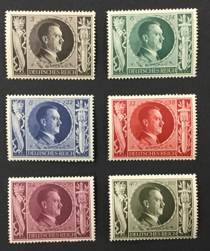 (BJ Stamps) GERMANY, B231-B236. 1943 set of 6. FVF, OG, MNH. CV $11.00.